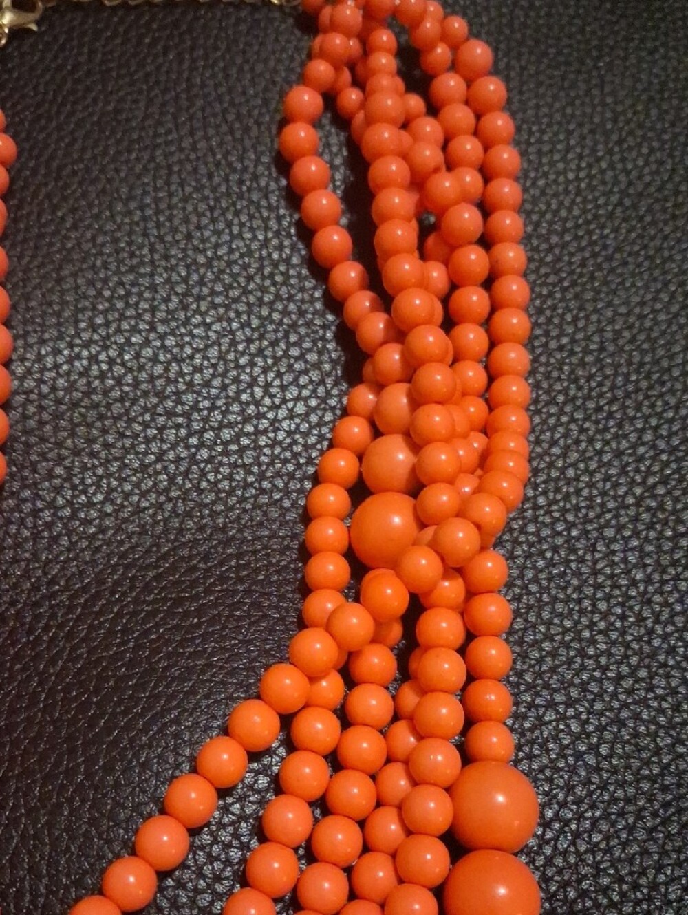 Multi-Strand Orange Beaded Statement Necklace - Picture 4 of 5